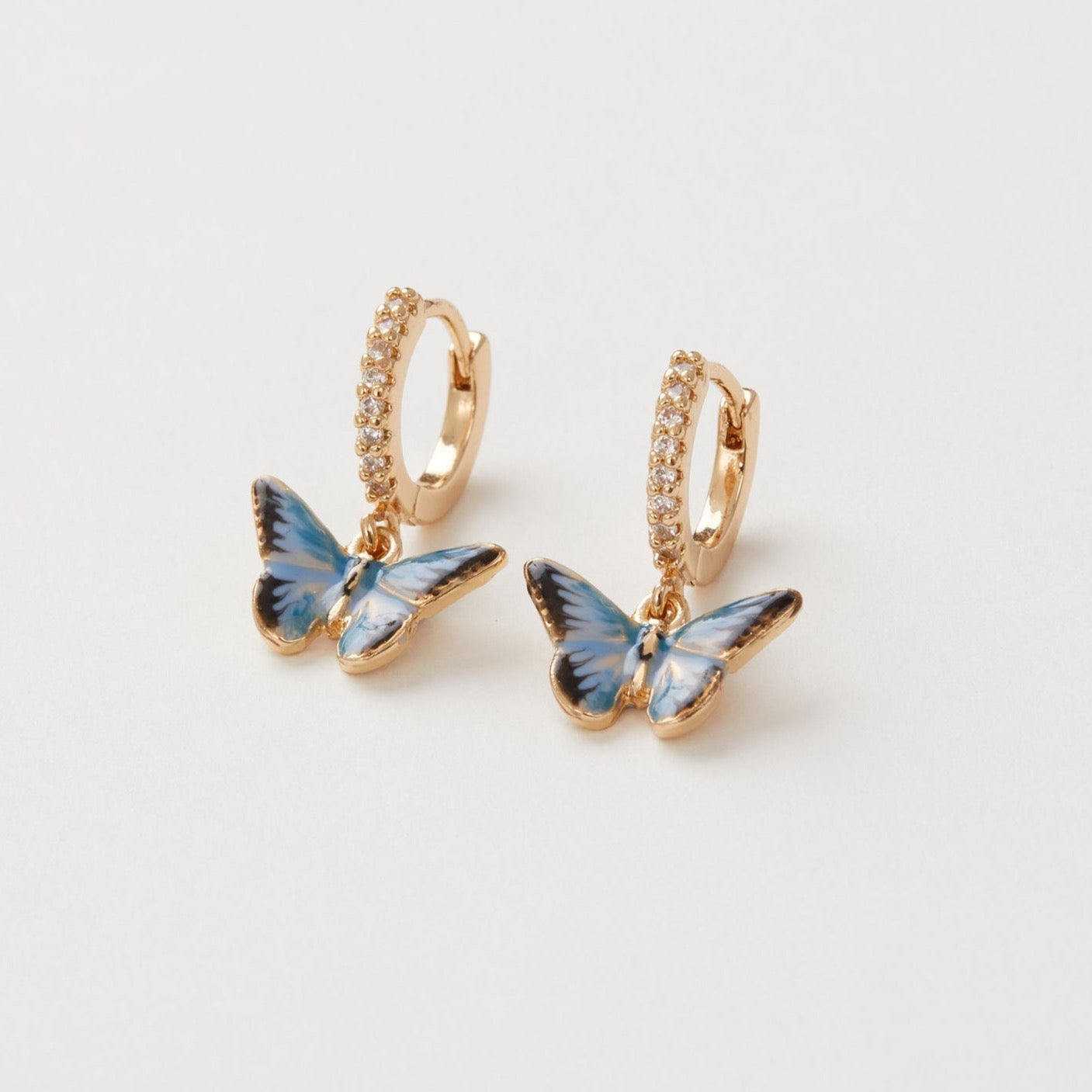 Blue Butterfly Huggie Earrings