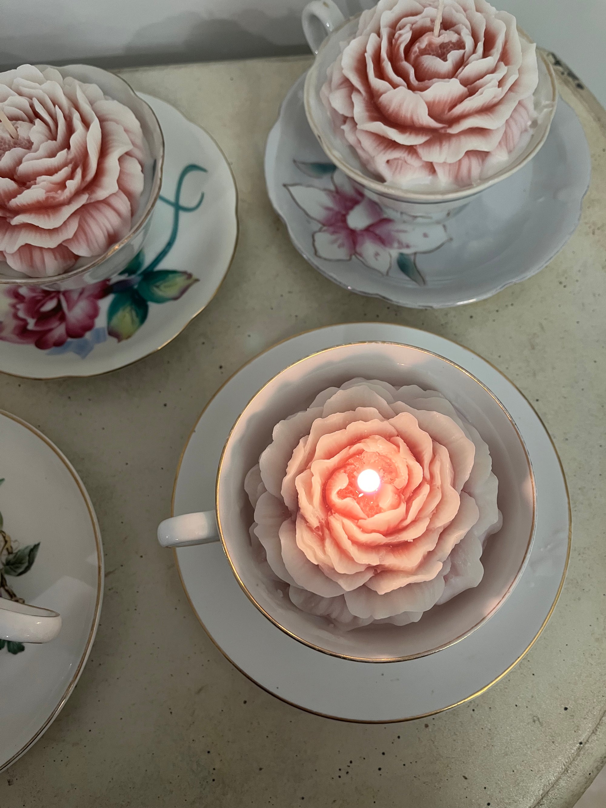 Peony Floral Tea Time Candle