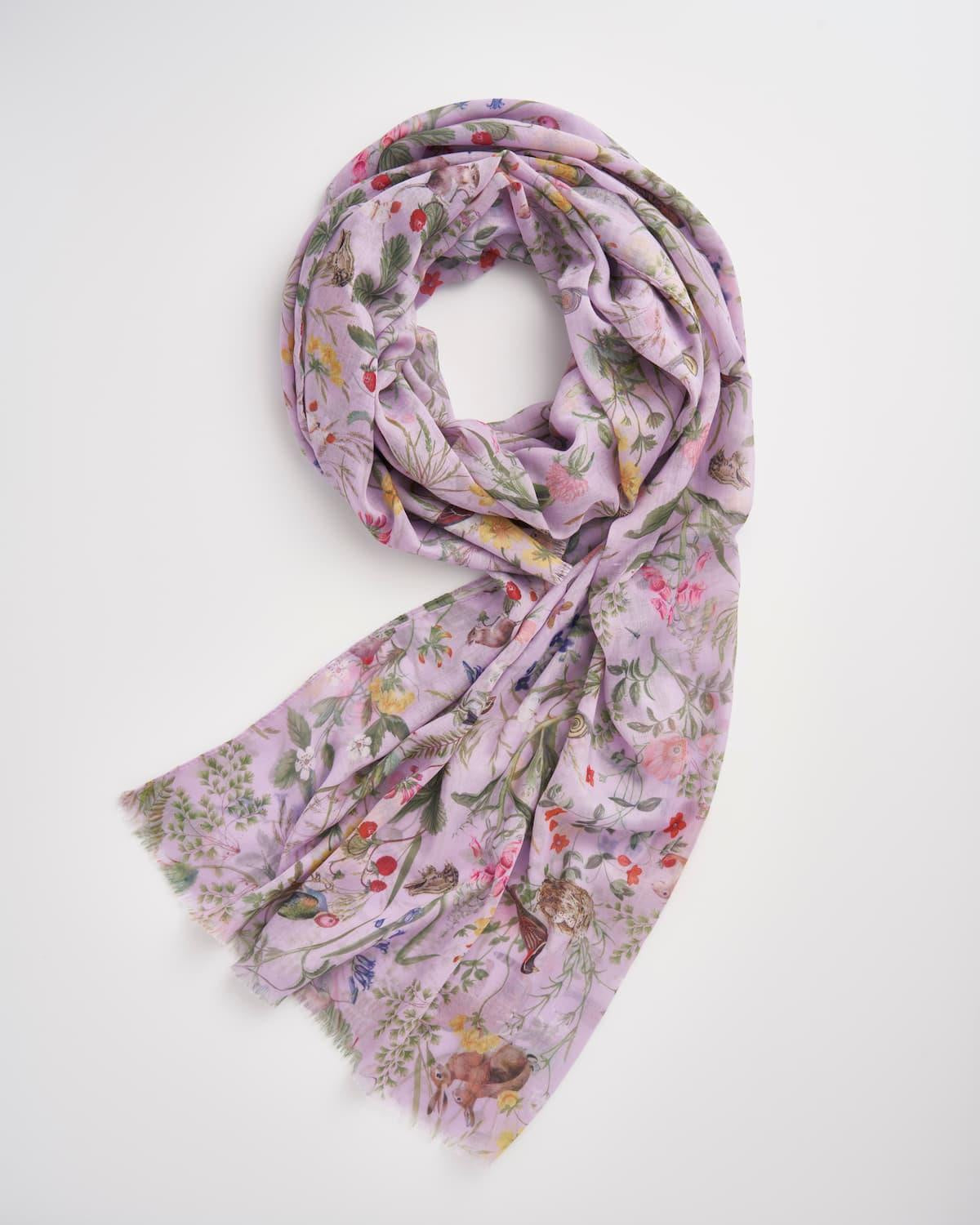 Meadow Creatures Lightweight Scarf - Lilac