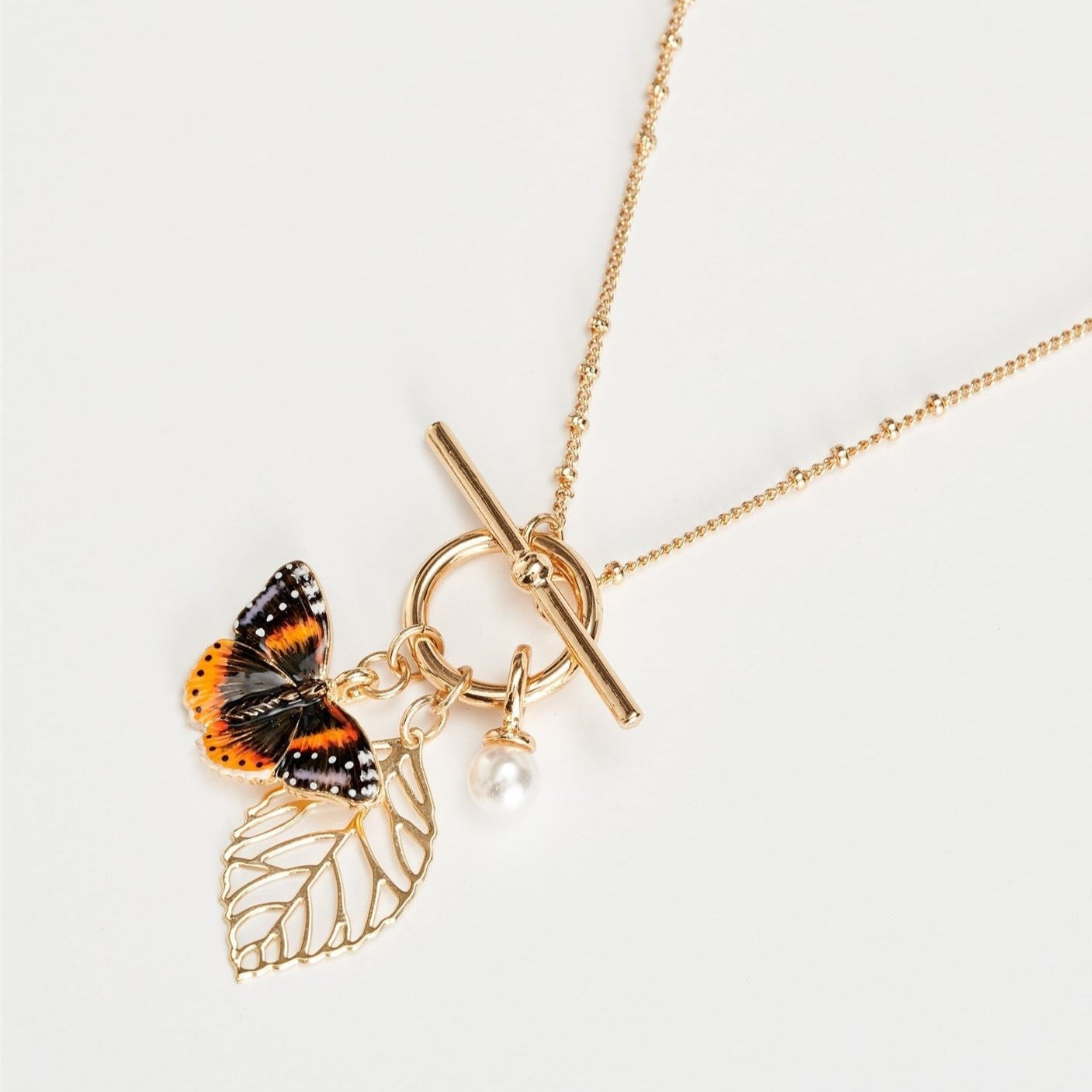 Red Admiral Butterfly Charm Necklace