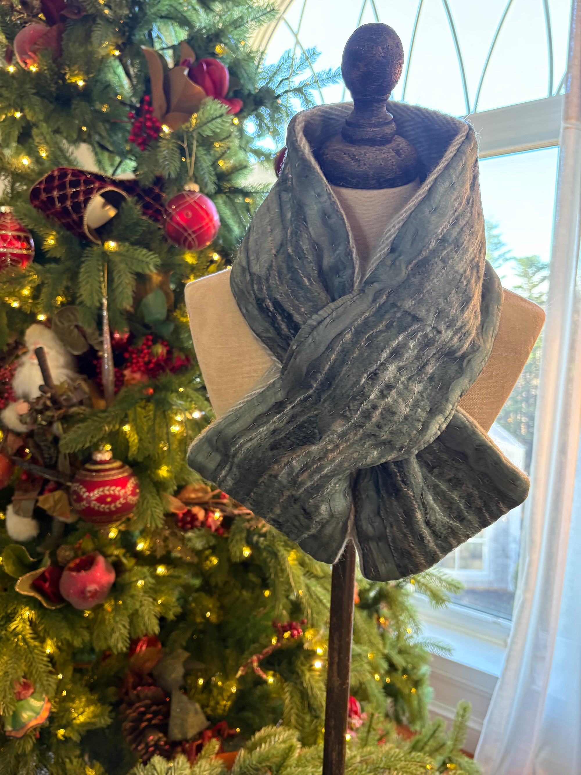 Blue Juniper Silk Muffler Scarf