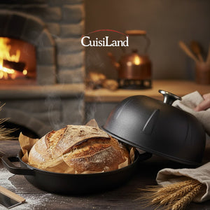 Pre-Seasoned Cast Iron Bread Cloche - Black Cast Iron