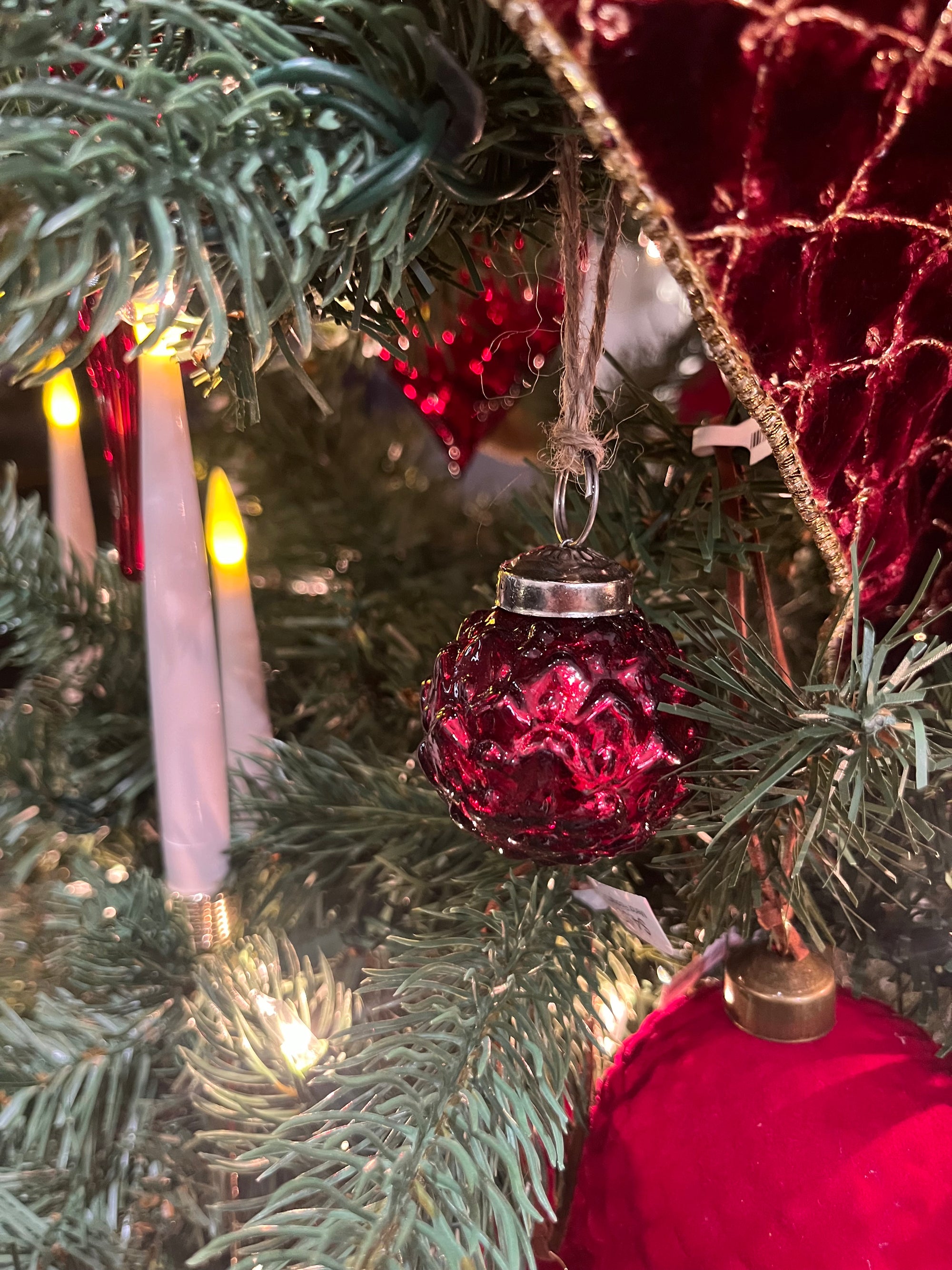 Mini Red Embossed Ball Ornament