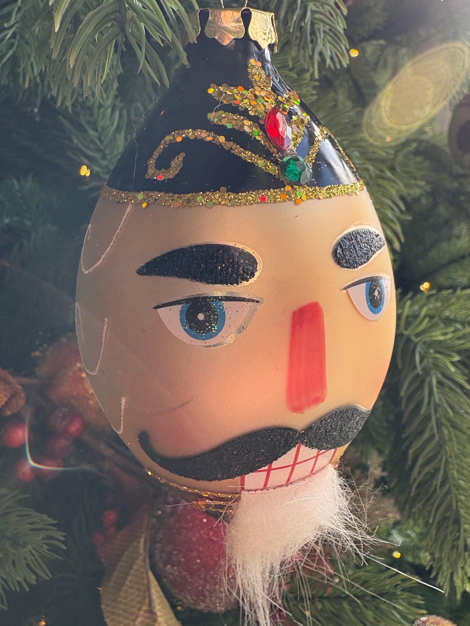 Regal Nutcracker King Glass Ornament