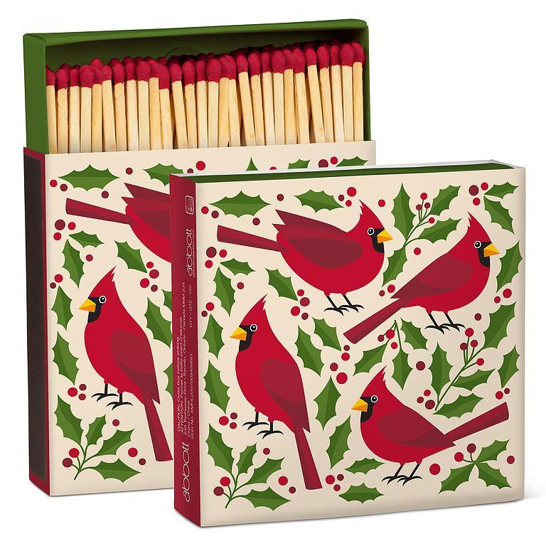 Square Matchbox - Cardinals & Holly
