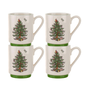 Spode Christmas Tree Stacking Mugs - Set of 4