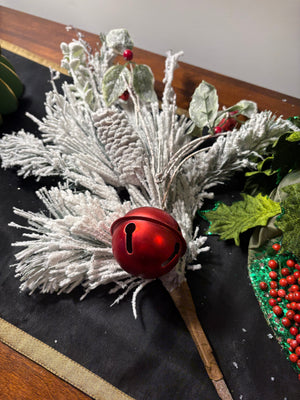 Frosted Pine & Holly Bell Stem