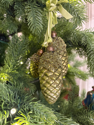 Antiqued Blown Glass Pinecone  Ornament