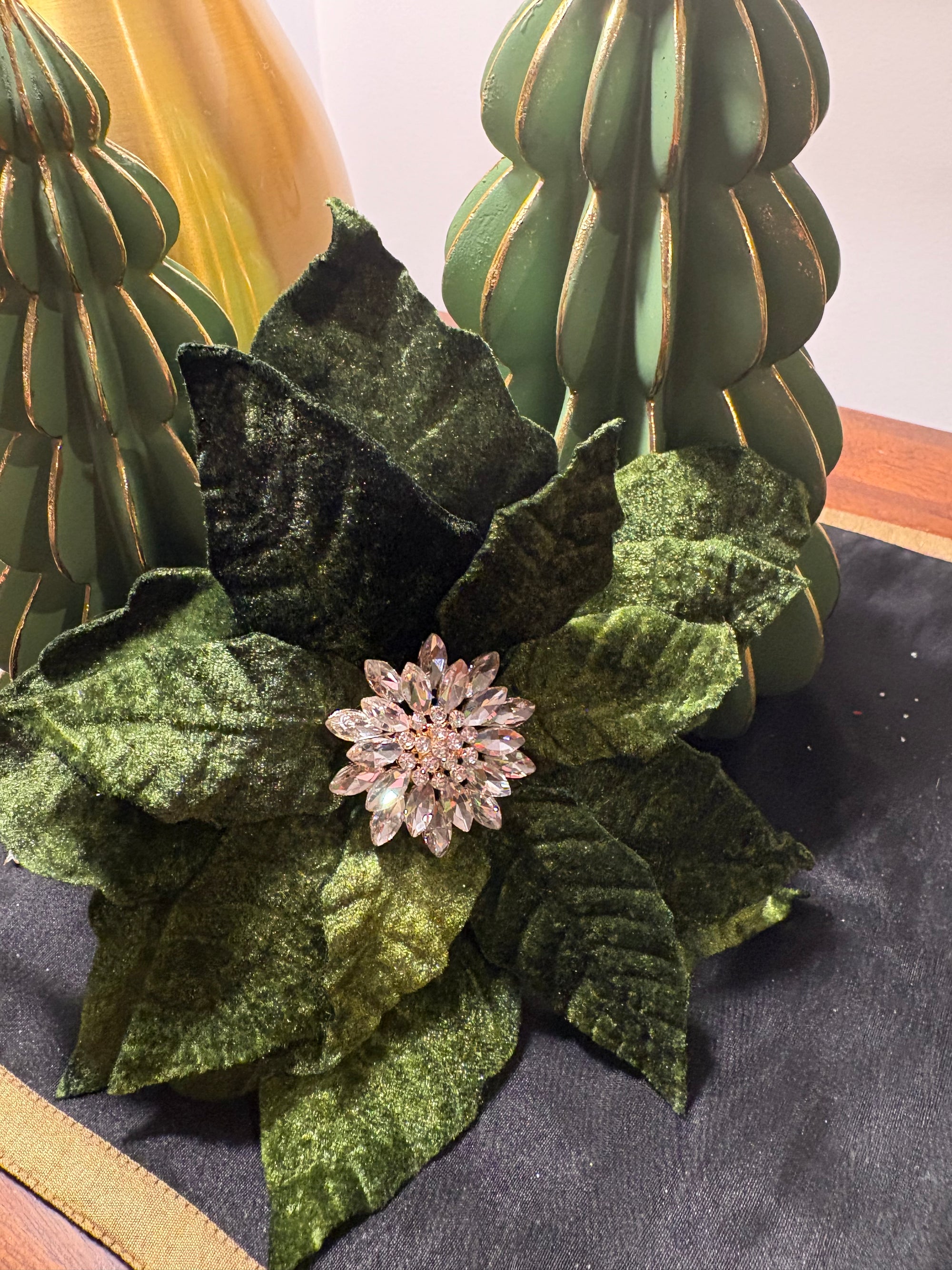 Emerald Velvet Jewelled Poinsettia