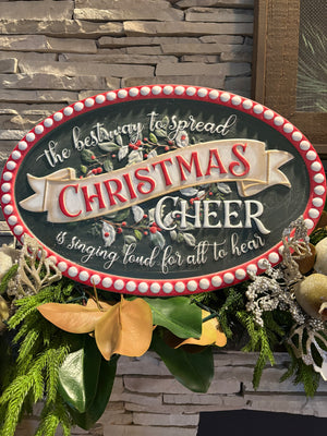 Christmas Cheer Embossed Holiday Wall Sign