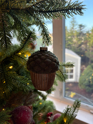 Velvet & Bronze Acorn Ornament