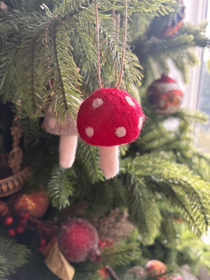 Whimsical Woodland Felt Mushroom Ornaments (Set of 3)