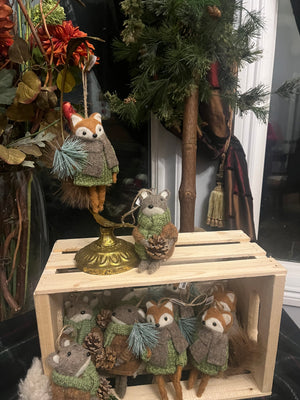 Woodland Fox and Squirrel Ornaments