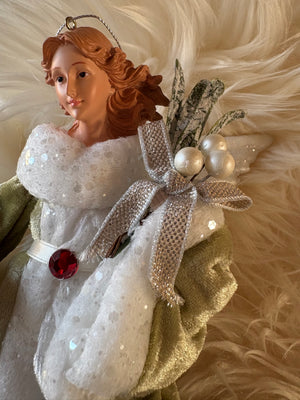 Mistletoe Kisses Angel Ornament