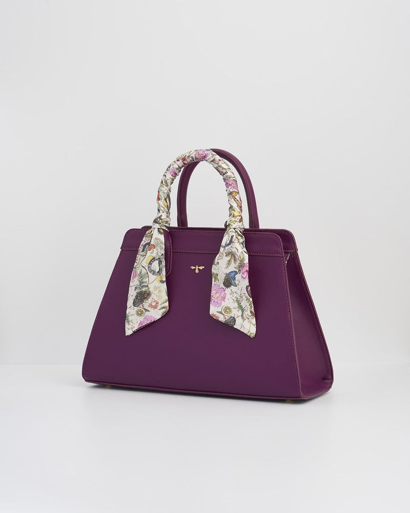 Floral Engravings Large Plum Tote