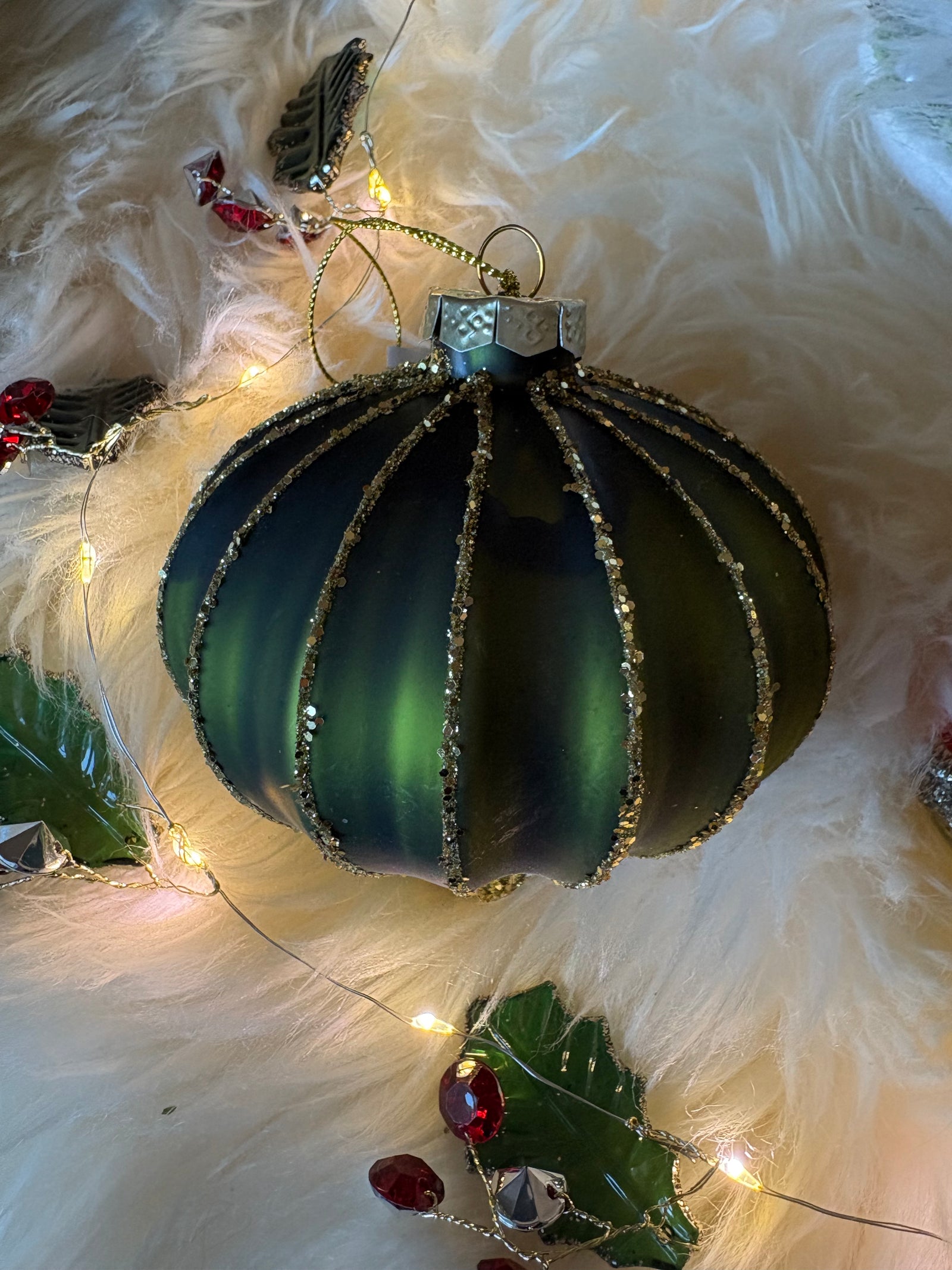 Ribbed Glitter Ornament