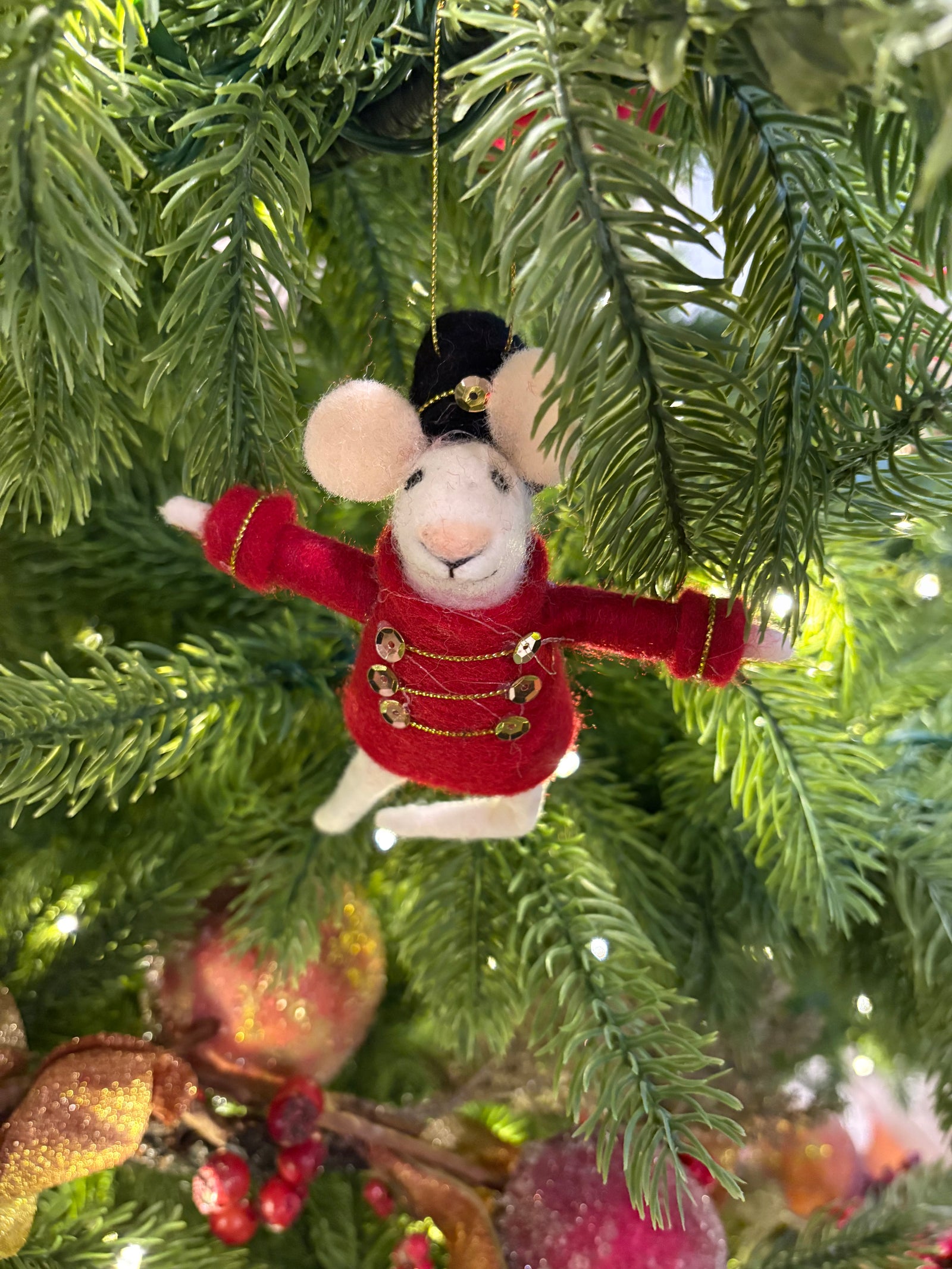 Felted Mouse Soldier Ornament