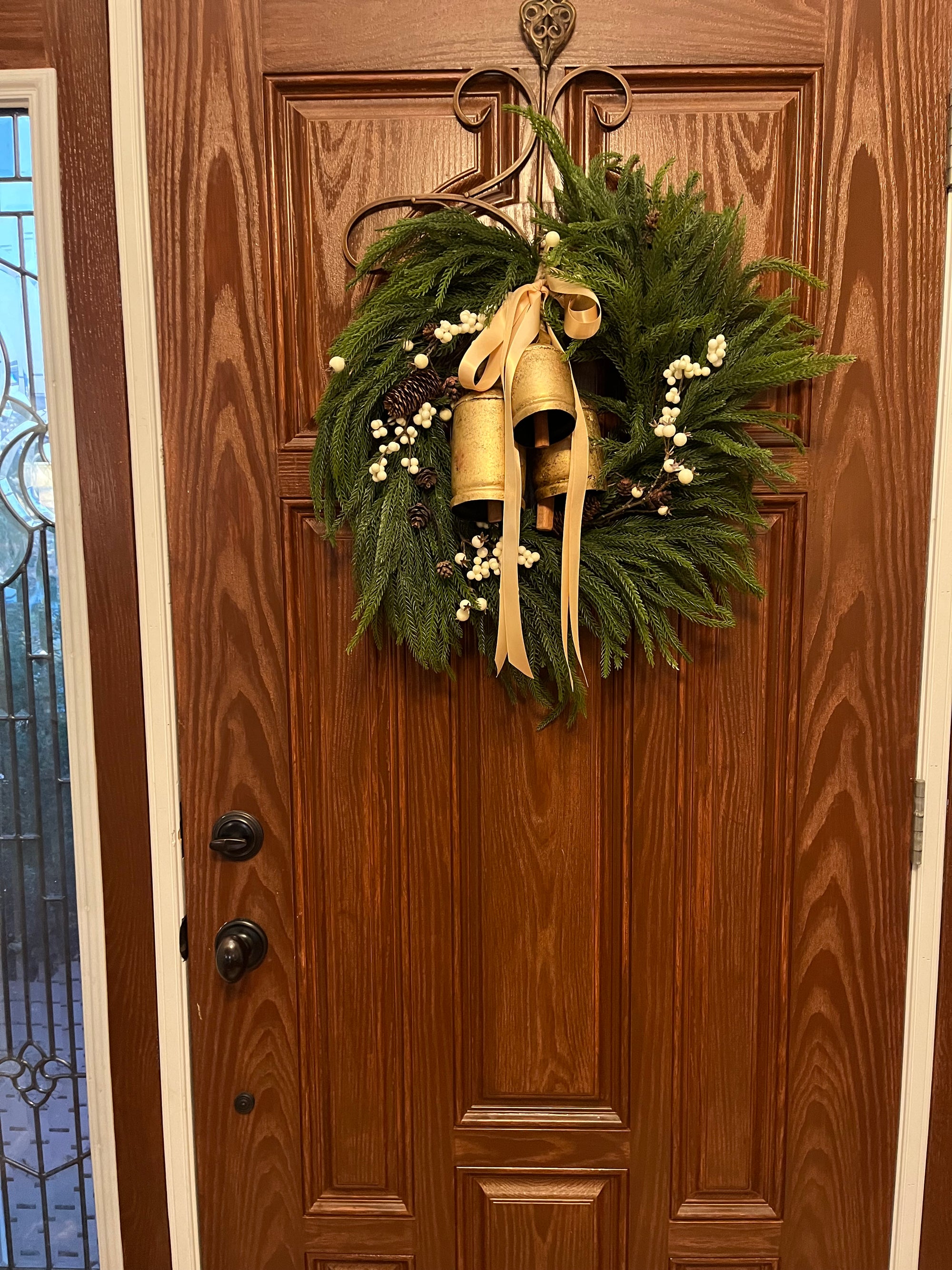 Norfolk Pine Wreath with Ivory Berries and Manor Bells