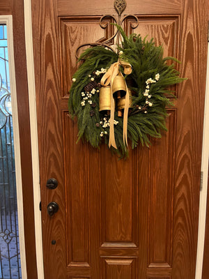 Norfolk Pine Wreath with Ivory Berries and Manor Bells