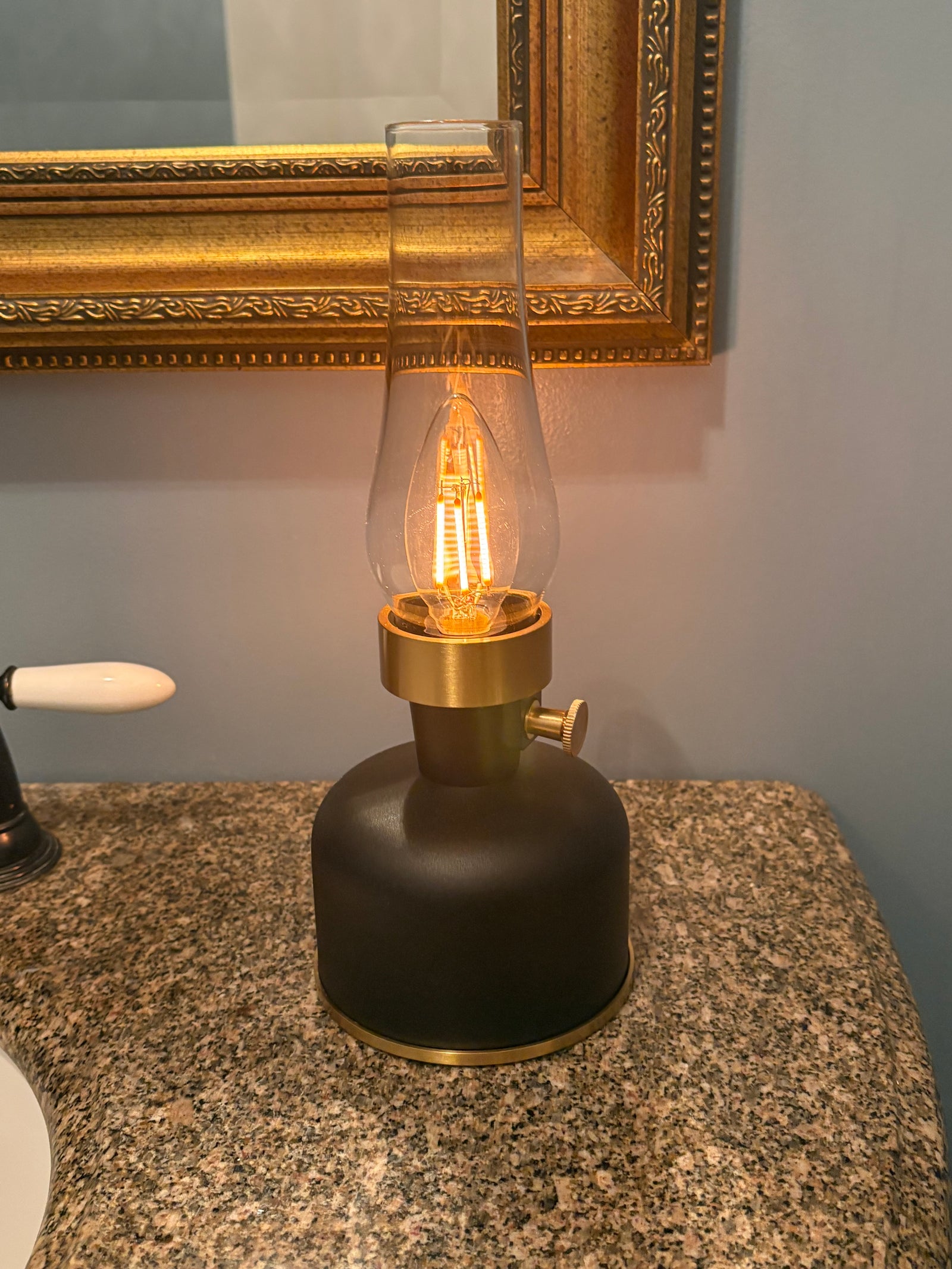 Black LED Hurricane Lamp