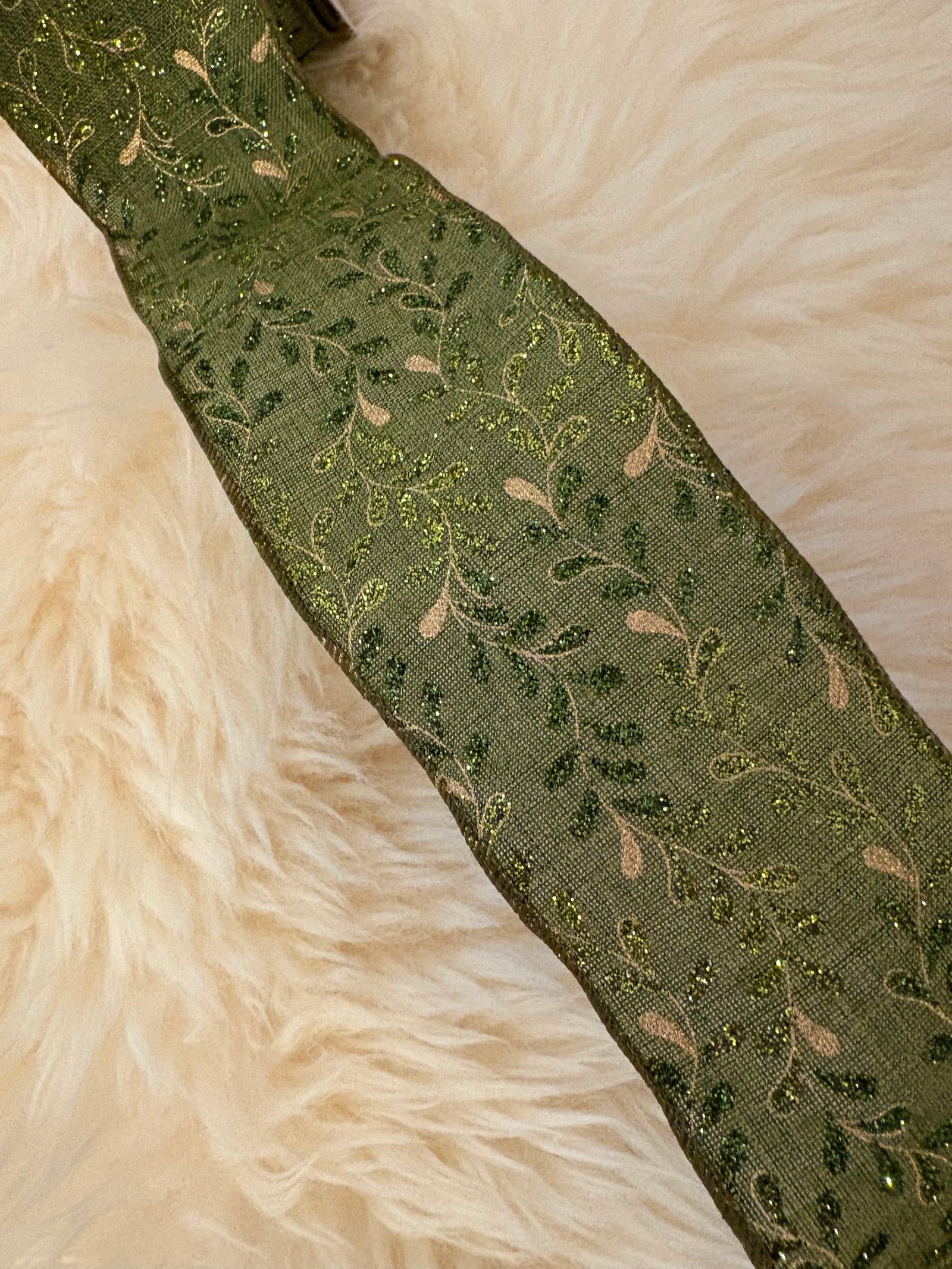 Chartreuse Glitter Vine Ribbon