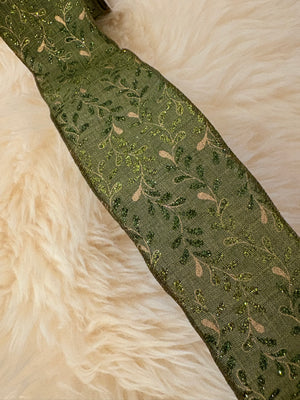 Chartreuse Glitter Vine Ribbon