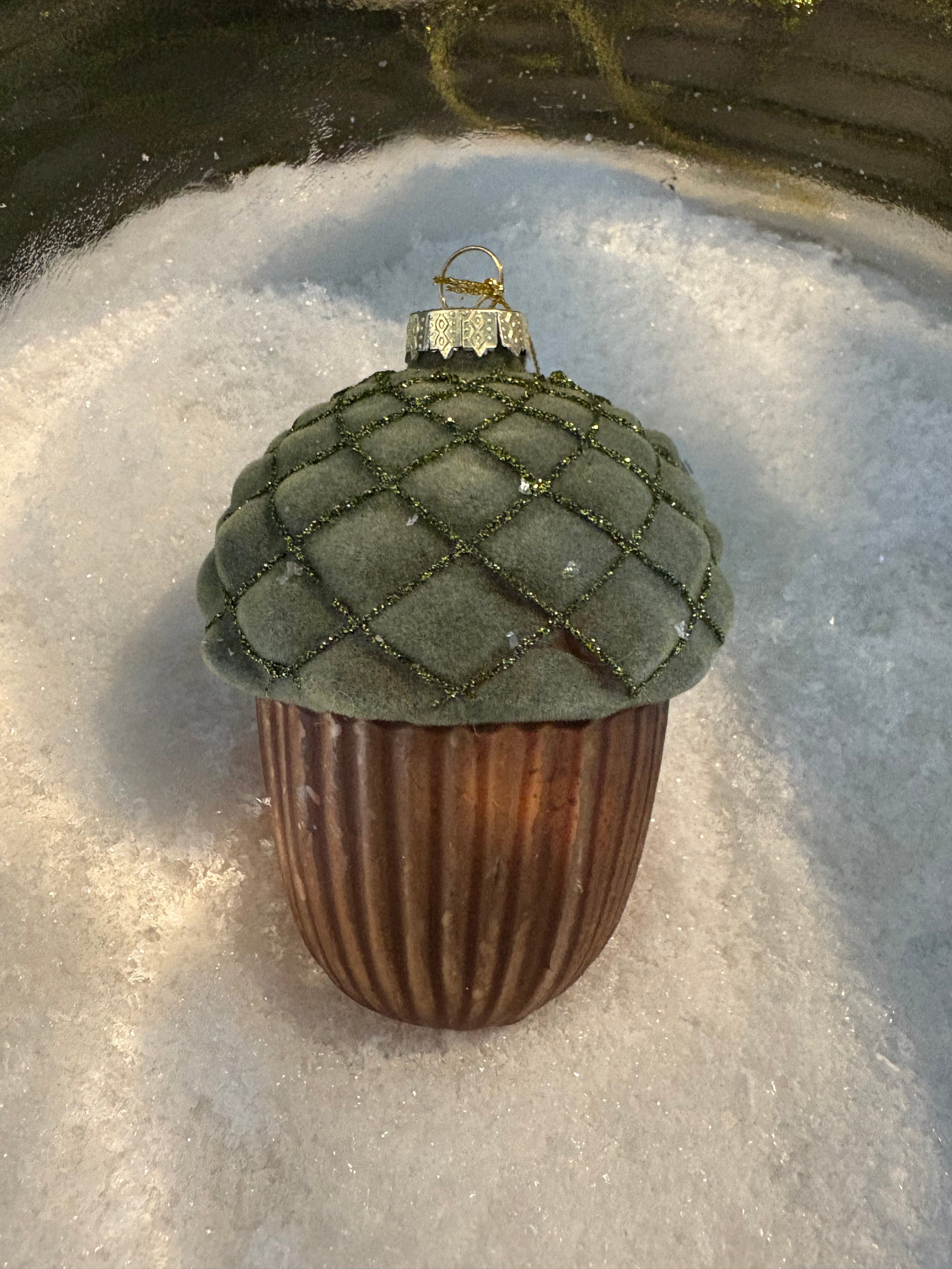 Velvet & Bronze Acorn Ornament
