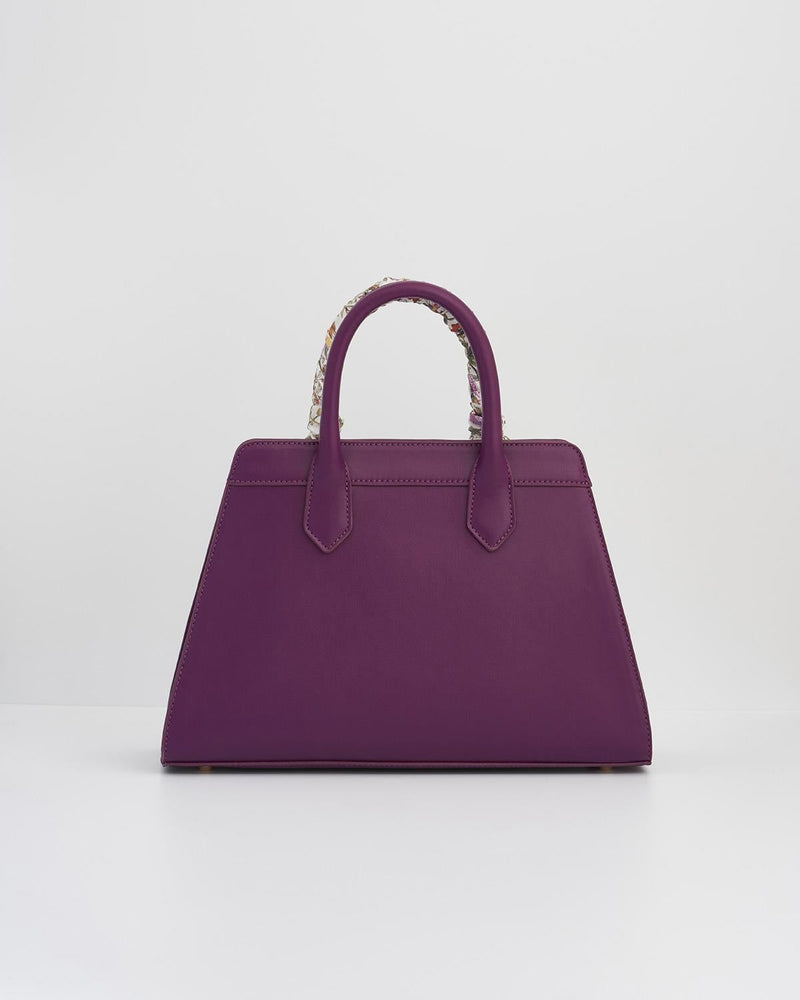 Floral Engravings Large Plum Tote