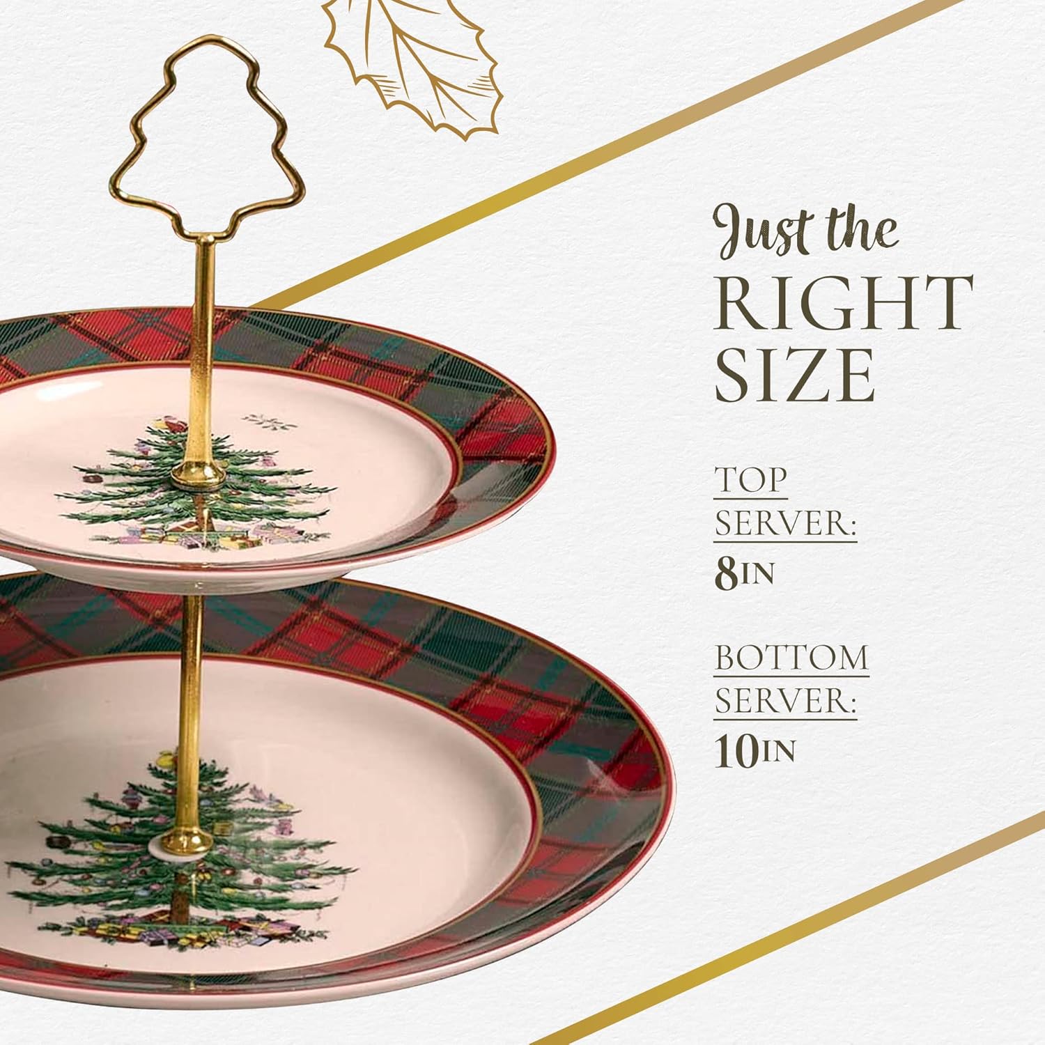 Spode Christmas Tree Tartan 2 Tiered Server