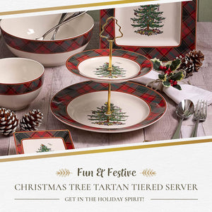 Spode Christmas Tree Tartan 2 Tiered Server