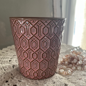 Summertime Wood Wick Candle - Pink Base, Tile Design