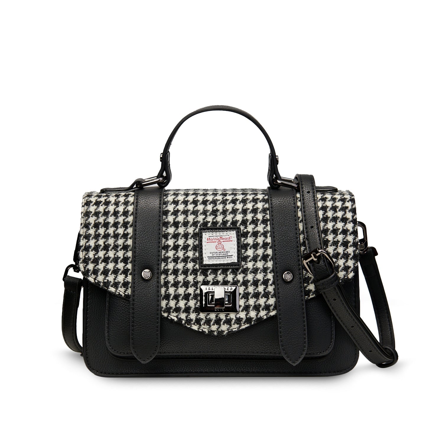 The Medium Satchel - Black & White Houndstooth