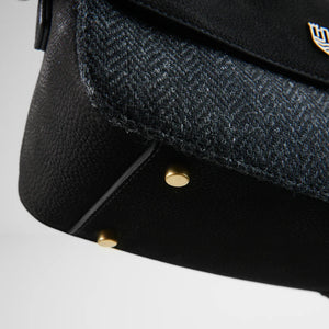 The Caithness Clutch - Black Herringbone - Genuine Leather
