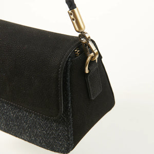 The Caithness Clutch - Black Herringbone - Genuine Leather