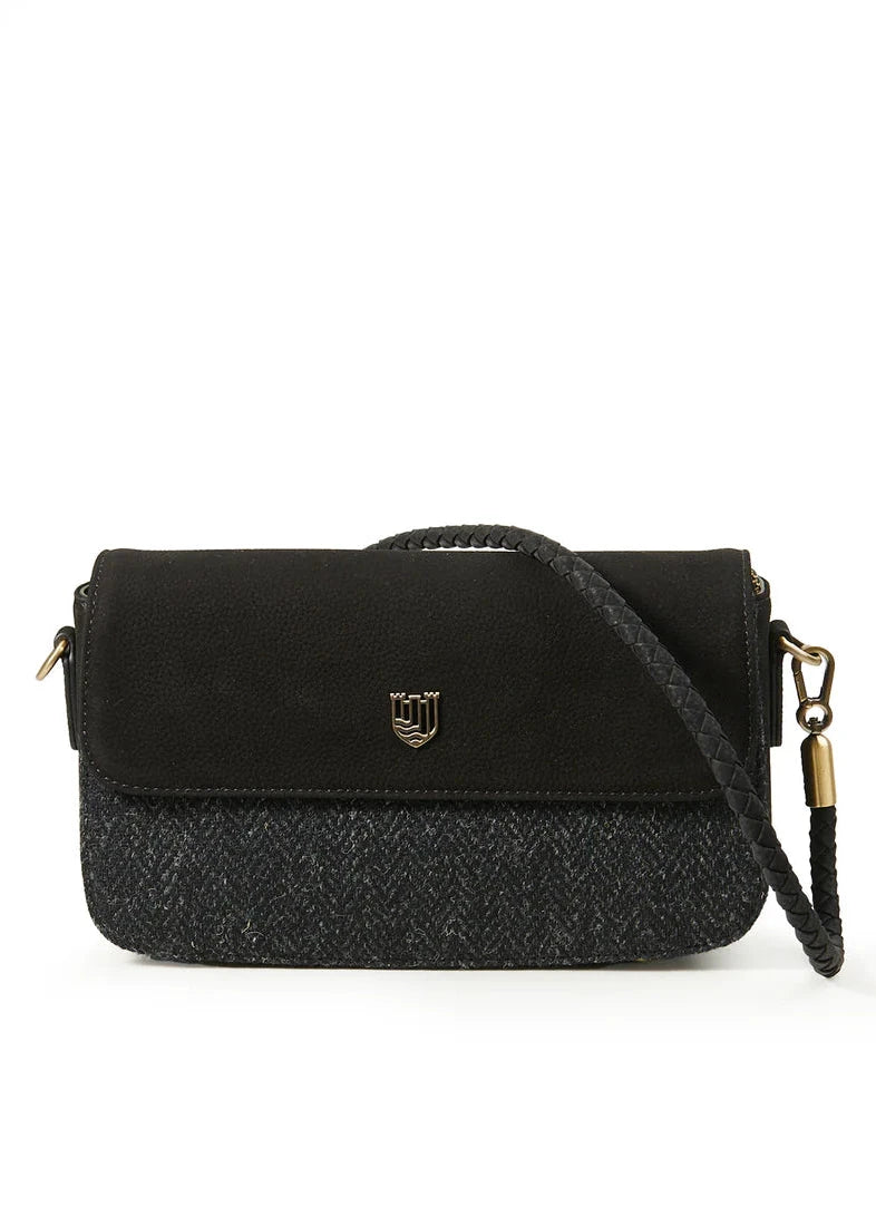 The Caithness Clutch - Black Herringbone - Genuine Leather
