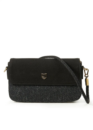 The Caithness Clutch - Black Herringbone - Genuine Leather