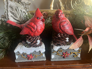 Cardinal on Festive Pedestal