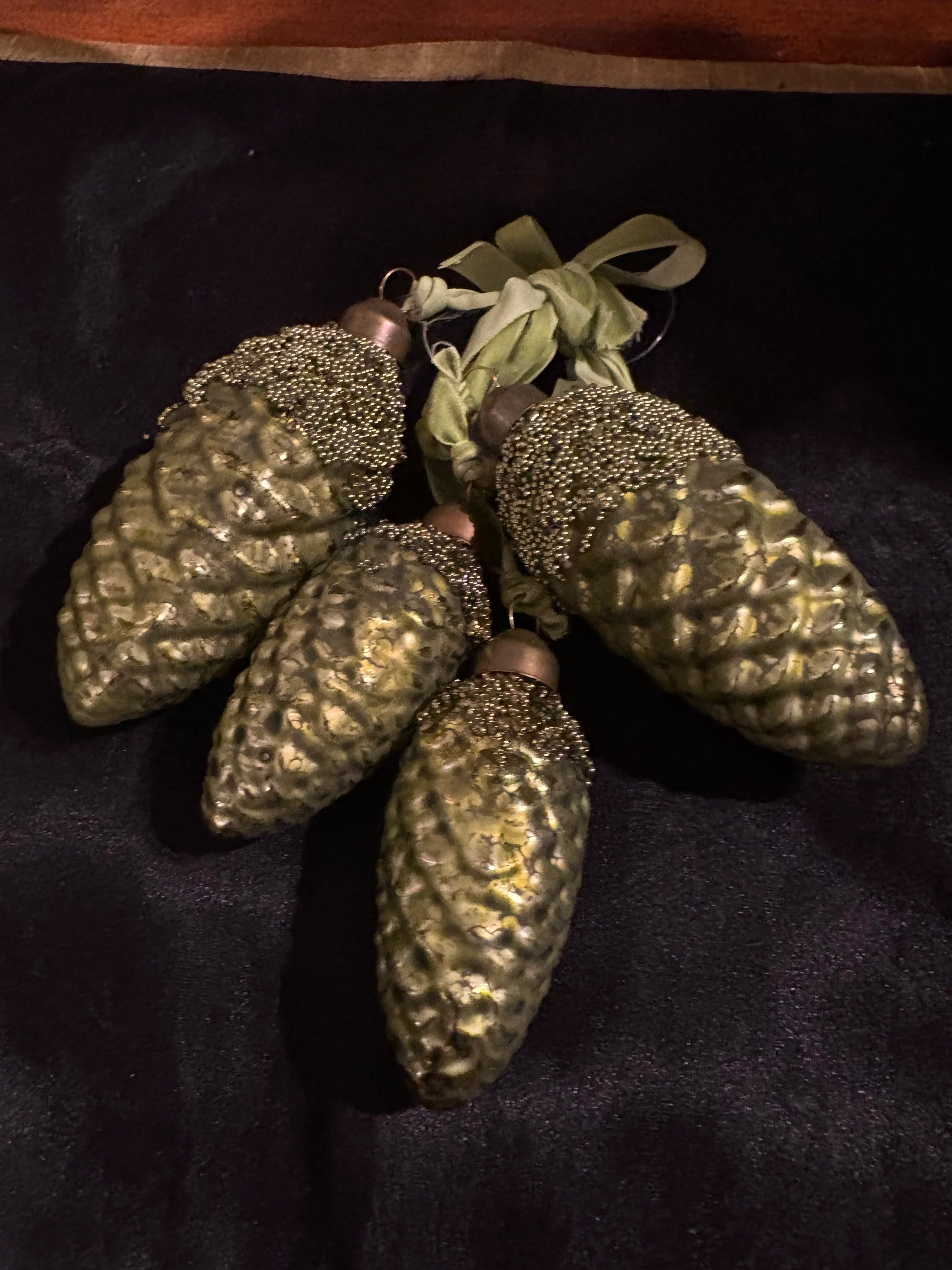 Antiqued Blown Glass Pinecone  Ornament