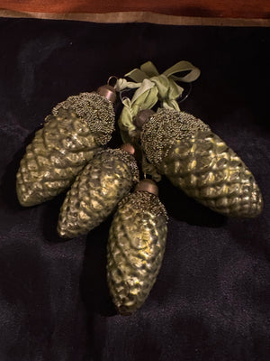 Antiqued Blown Glass Pinecone  Ornament