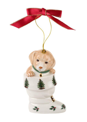 Spode Puppy in a Boot Ornament