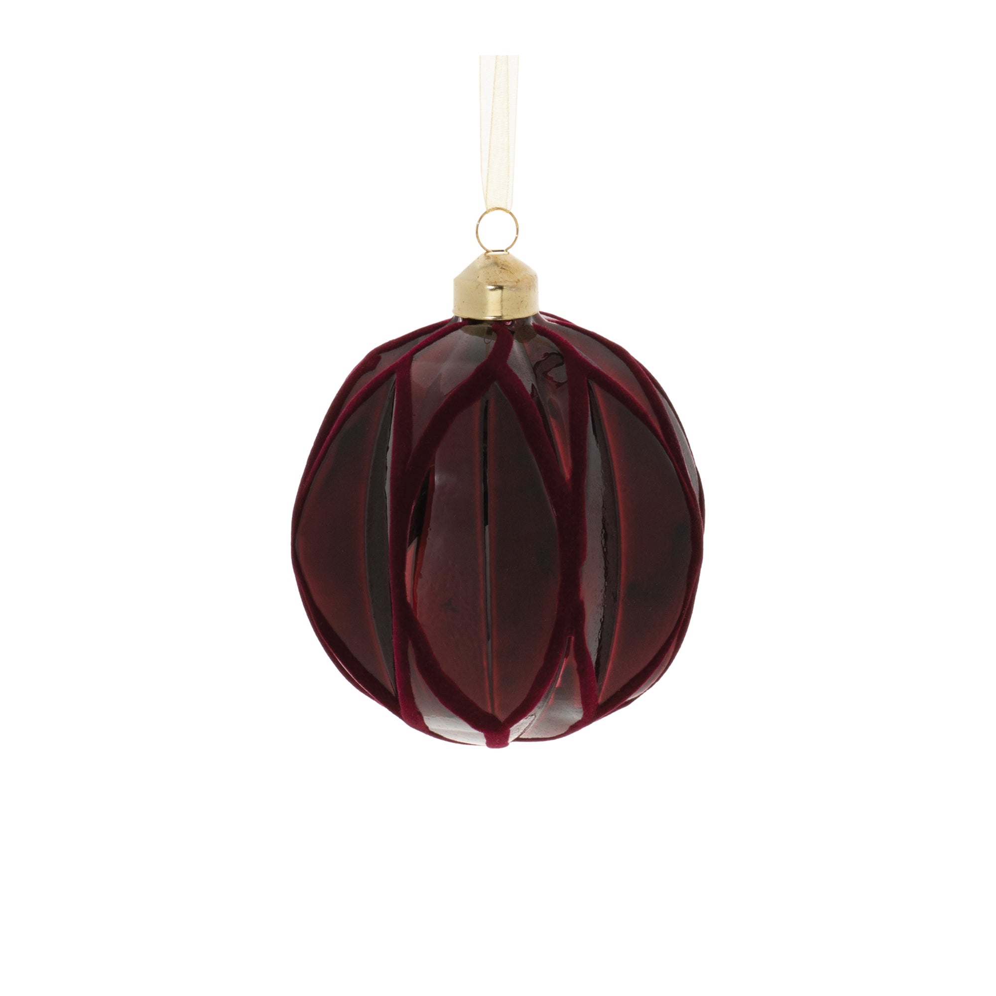 Deep Red Ornament with Flocked Detail