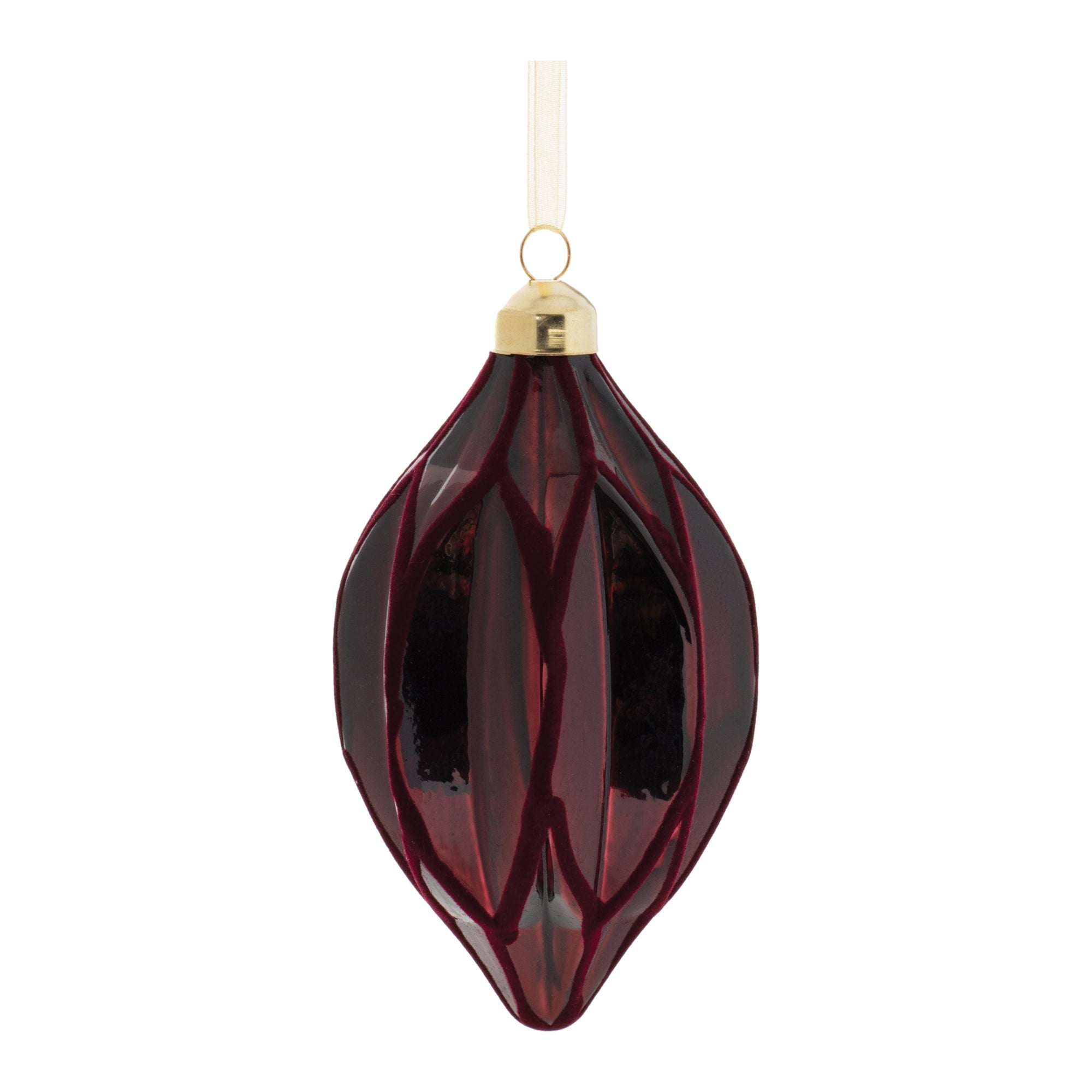 Deep Red Ornament with Flocked Detail