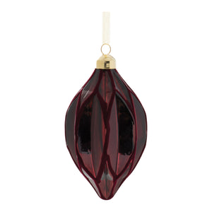 Deep Red Ornament with Flocked Detail