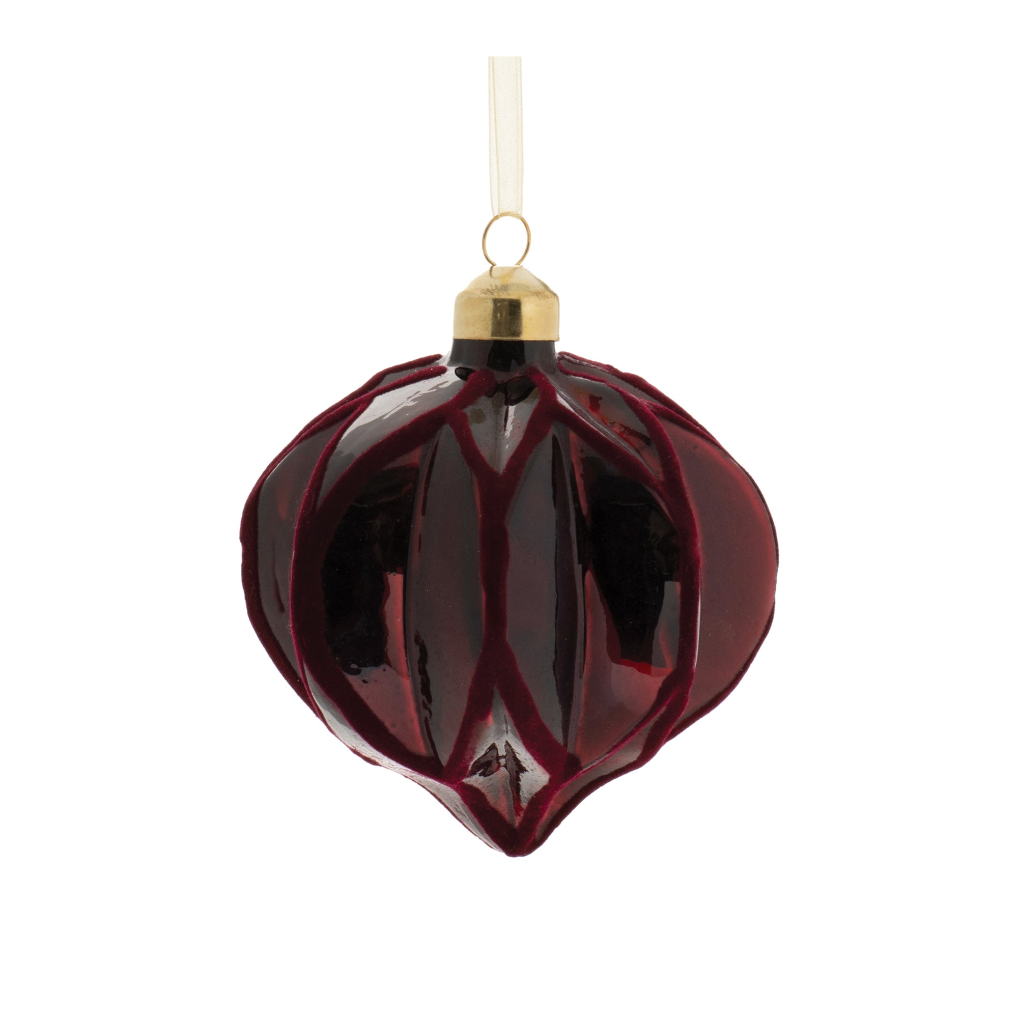 Deep Red Ornament with Flocked Detail