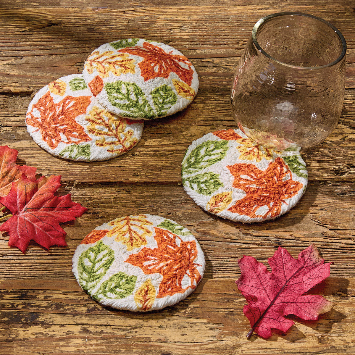 Fall Leaves Braided Coasters (Set of 4)