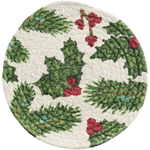 Boughs of Holly Braided Trivet