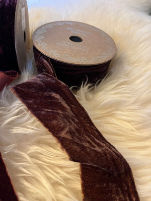 Raw Edge Chestnut Velvet Ribbon