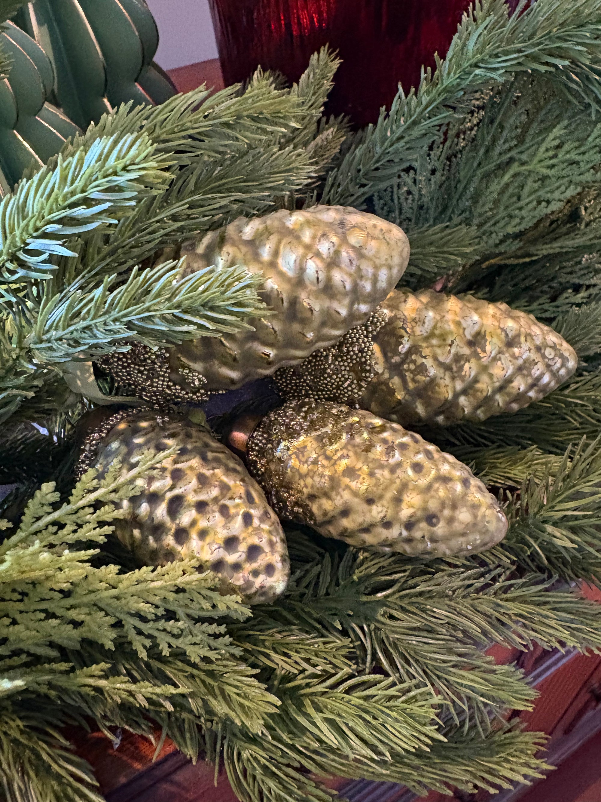 Antiqued Blown Glass Pinecone  Ornament