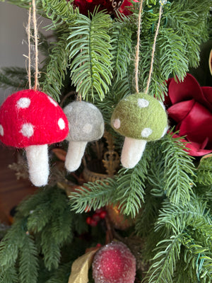 Whimsical Woodland Felt Mushroom Ornaments (Set of 3)