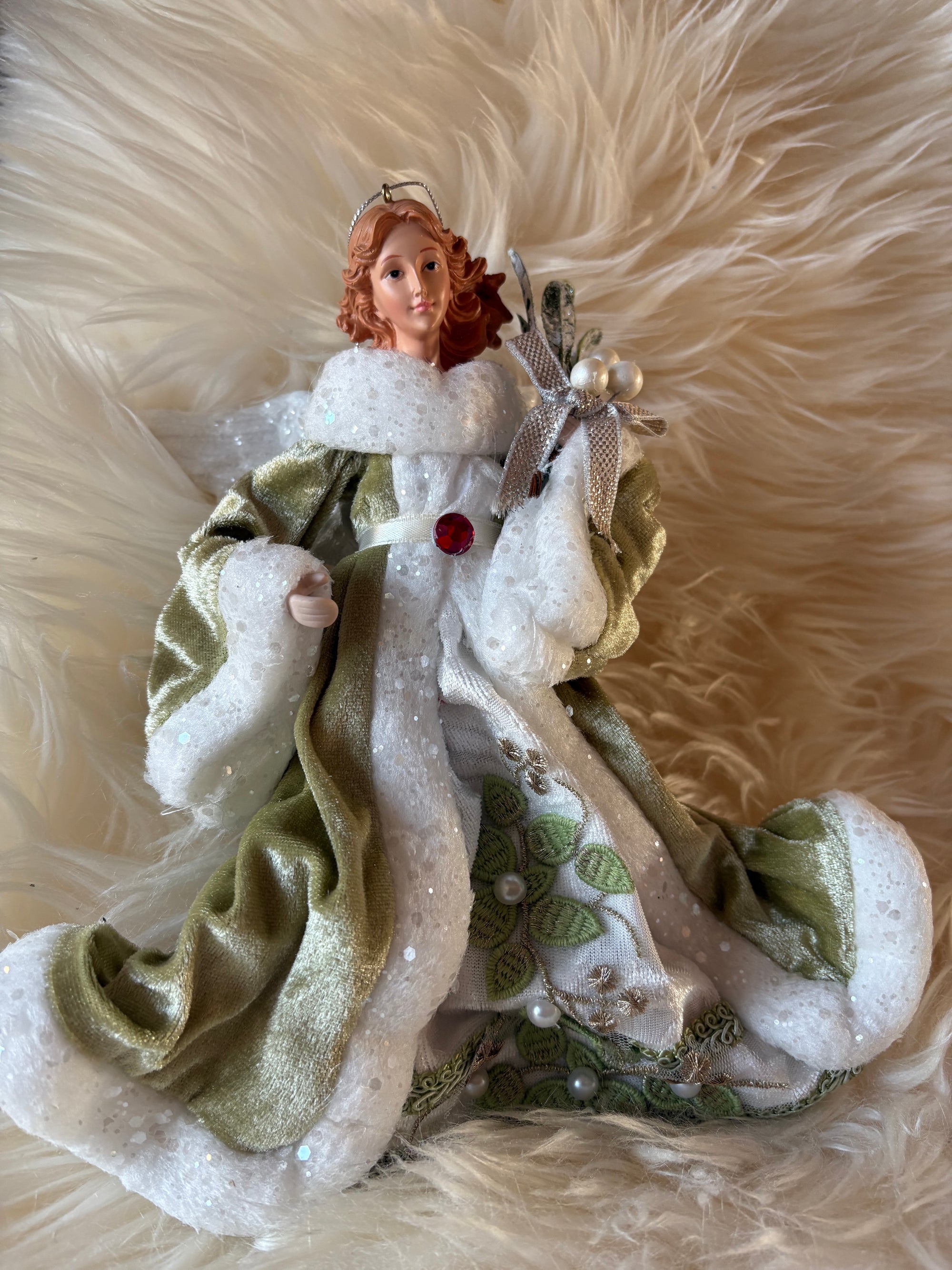 Mistletoe Kisses Angel Ornament
